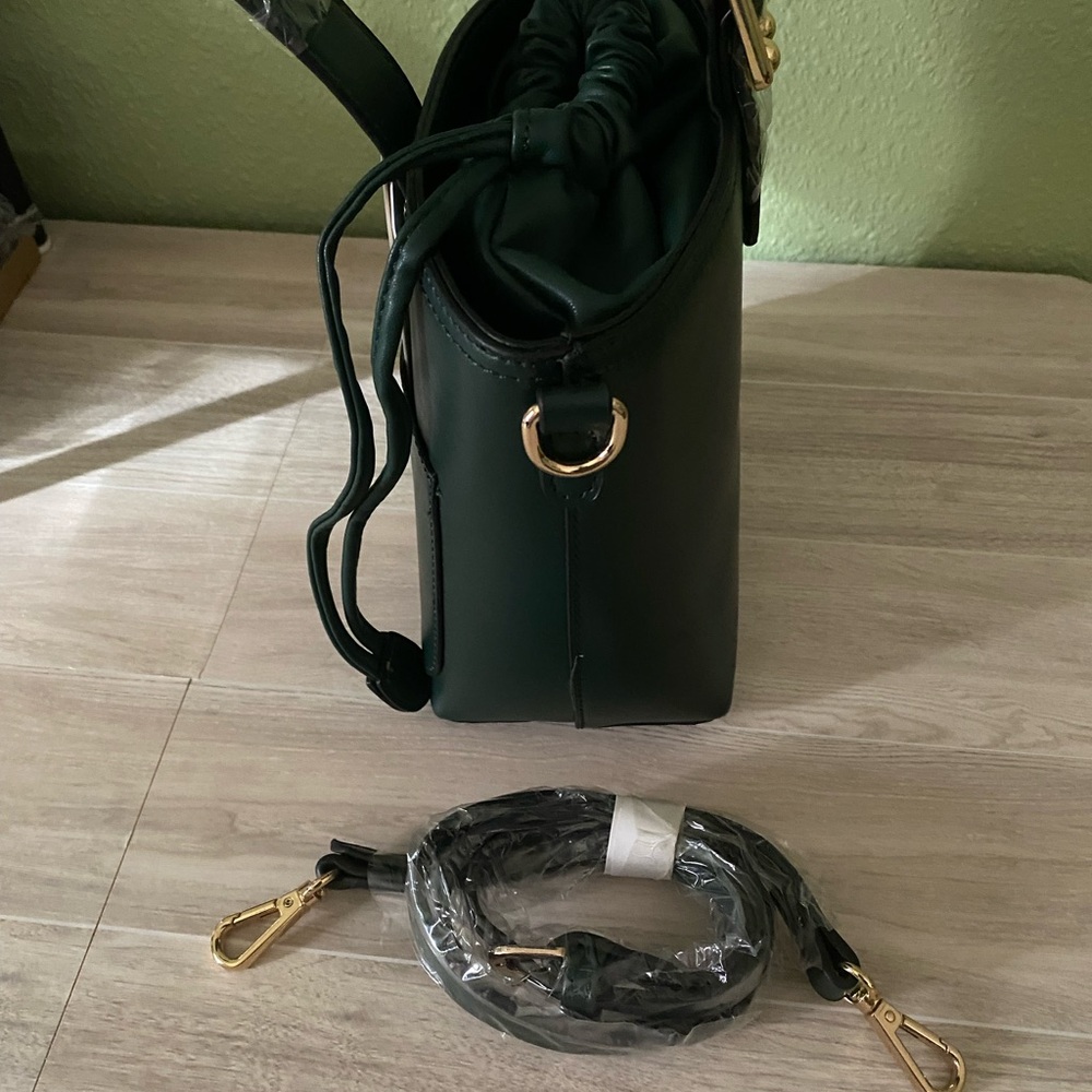 Melie Bianco Dark Green Mini Bucket Bag - Picture 5 of 5